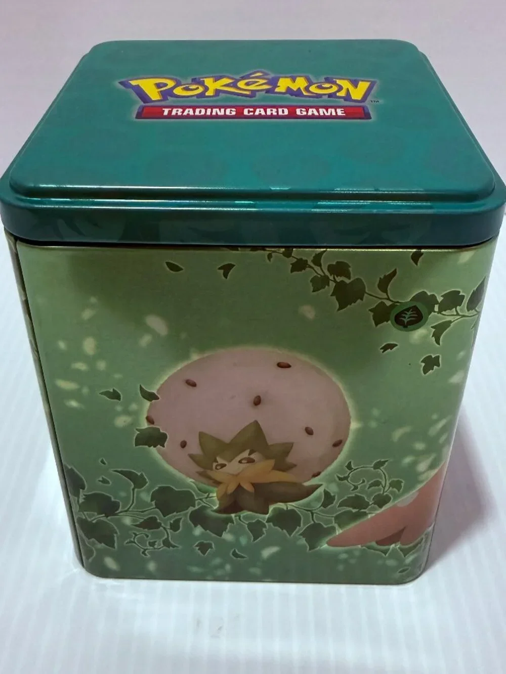 **Empty** Pokémon TCG Meganium Tin Storage Case, 80-Card Capacity